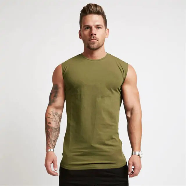 Sleeveless Muscle Crew Cut Gym Tees