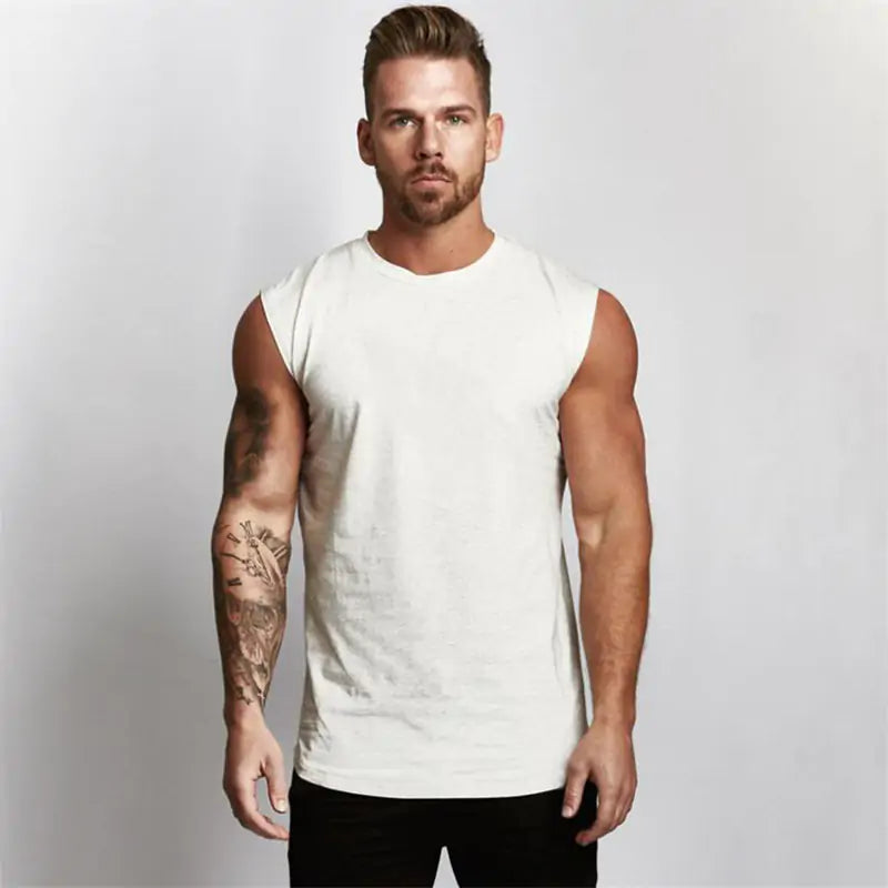 Sleeveless Muscle Crew Cut Gym Tees